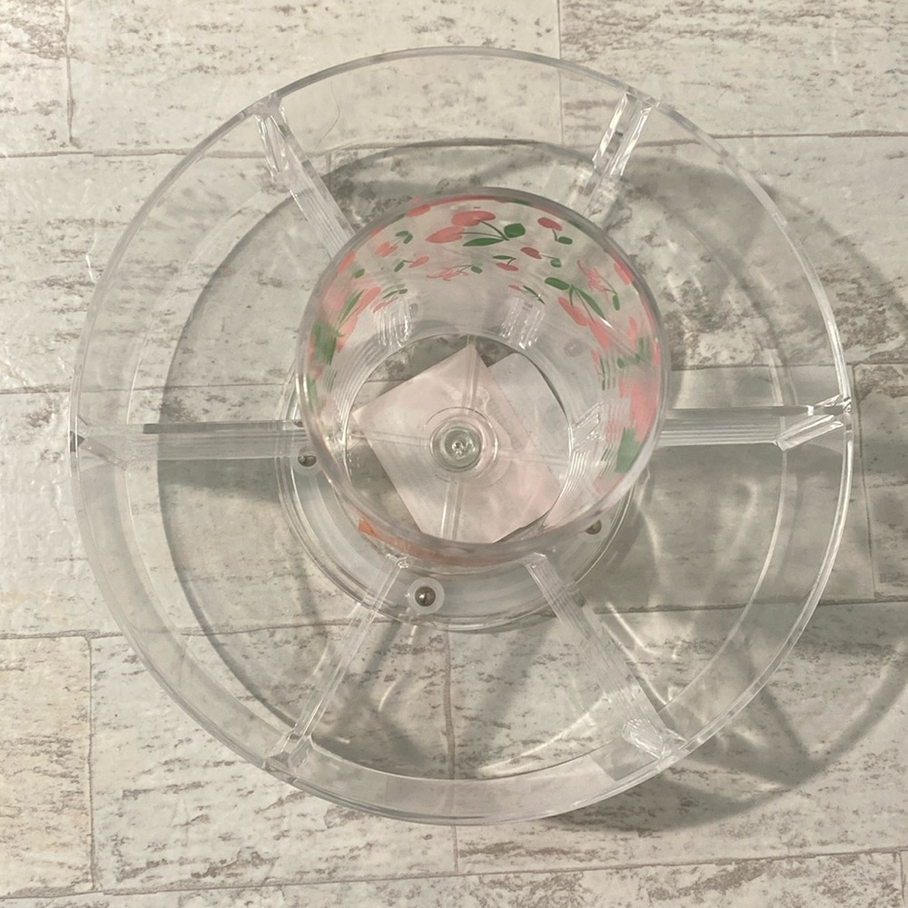 Juicy Couture Home Cherry Hearts Print Acrylic 360 Spinner Cosmetics Holder - Picture 5 of 10